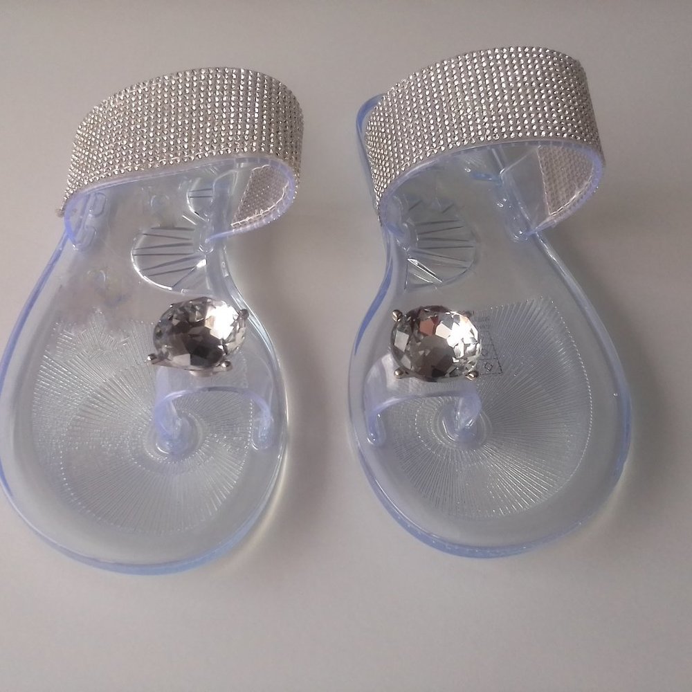 Women's  Sandals, Rhinestone Glitter, Clear.